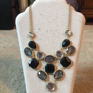 Multicolored crystal statement bib necklace